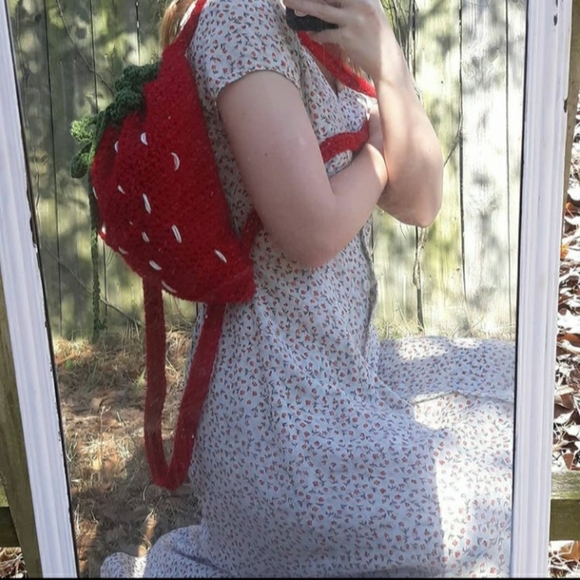 Handmade Strawberry Backpack - Picture 3 of 3